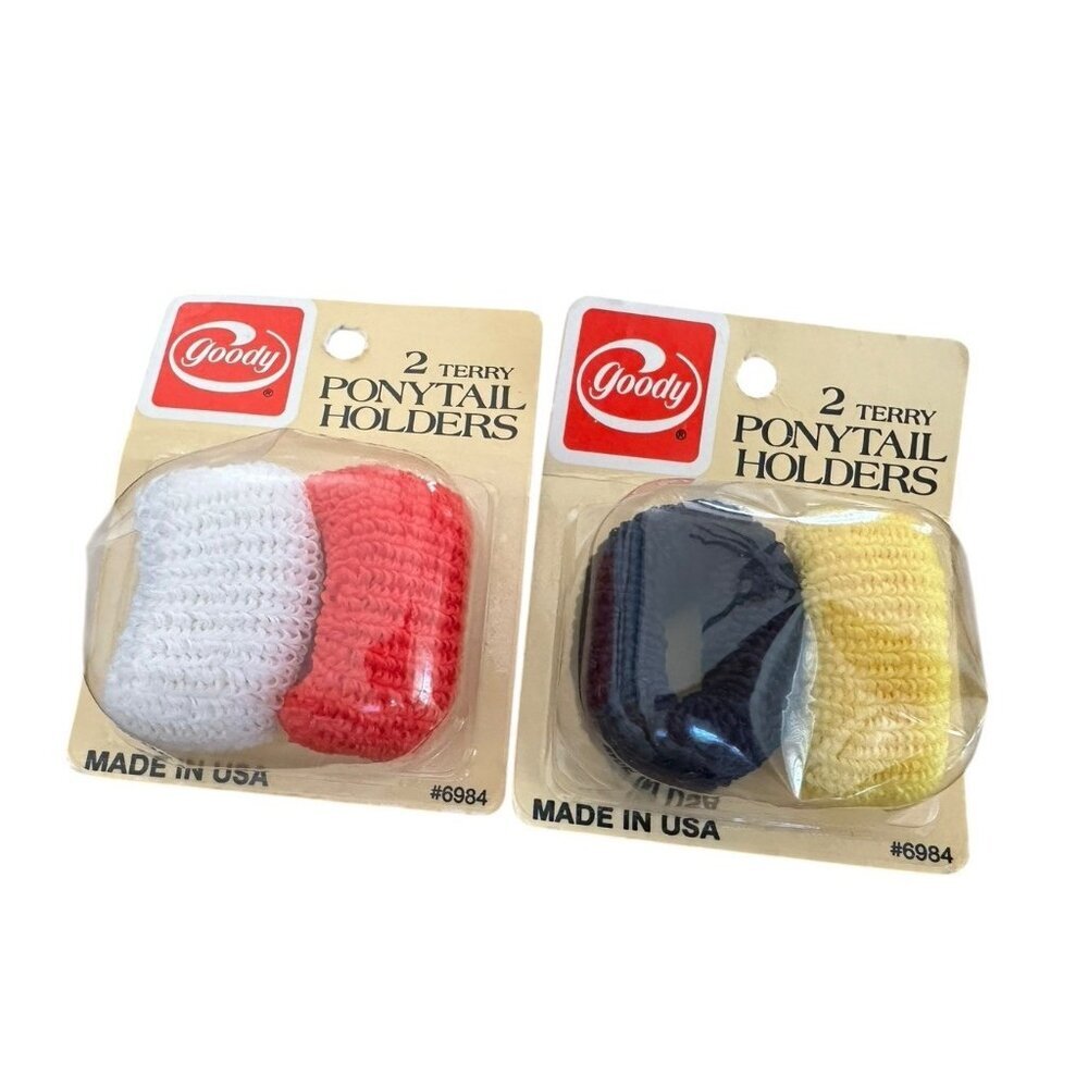 Goody Vintage 1975 Terry Stretch‎ Ponytail Holders Scrunchies USA Made NOS #6984